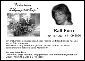 Traueranzeige von Ralf Fern von trauer.wuppertaler-rundschau.de