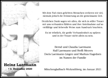 Traueranzeige von Heinz Laermann von trauer.extra-tipp-moenchengladbach.de