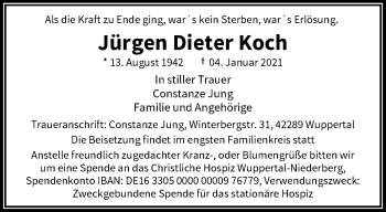 Traueranzeige von Jürgen Dieter Koch von trauer.wuppertaler-rundschau.de
