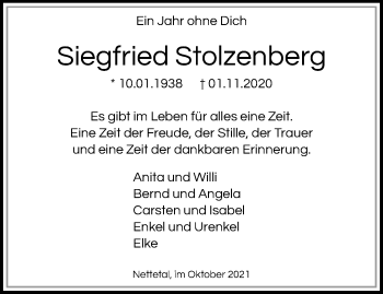 Traueranzeige von Siegfried Stolzenberg von trauer.extra-tipp-moenchengladbach.de