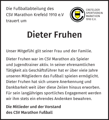 Traueranzeige von Dieter Fruhen von trauer.mein.krefeld.de