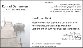 Traueranzeige von Konrad Oemmelen von trauer.extra-tipp-moenchengladbach.de