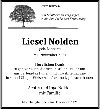 Traueranzeige von Liesel Nolden von trauer.extra-tipp-moenchengladbach.de