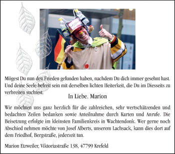 Traueranzeige von Marion  von trauer.mein.krefeld.de