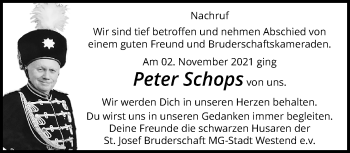 Traueranzeige von Peter Schops von trauer.extra-tipp-moenchengladbach.de