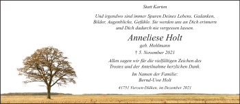 Traueranzeige von Anneliese Holt von trauer.extra-tipp-moenchengladbach.de