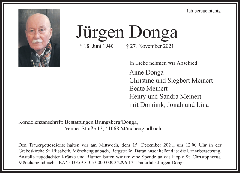  Traueranzeige für Jürgen Donga vom 12.12.2021 aus trauer.extra-tipp-moenchengladbach.de