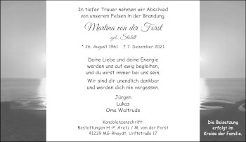 Traueranzeige von Martina von der Forst von trauer.extra-tipp-moenchengladbach.de