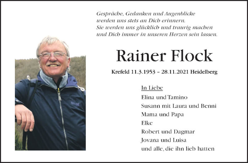  Traueranzeige für Rainer Flock vom 19.12.2021 aus trauer.mein.krefeld.de