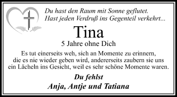 Traueranzeige von Tina  von trauer.mein.krefeld.de