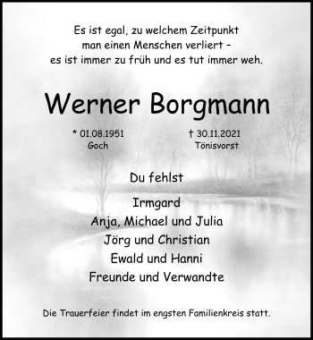 Traueranzeige von Werner Borgmann von trauer.mein.krefeld.de