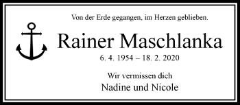 Traueranzeige von Rainer Maschlanka von trauer.wuppertaler-rundschau.de