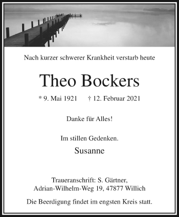 Traueranzeige von Theo Bockers von trauer.extra-tipp-moenchengladbach.de