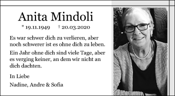 Traueranzeige von Anita Mindoli von trauer.extra-tipp-moenchengladbach.de