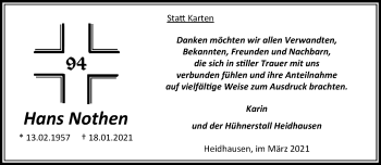 Traueranzeige von Hans Nothen von trauer.extra-tipp-moenchengladbach.de