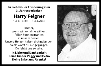 Traueranzeige von Harry Felgner von trauer.wuppertaler-rundschau.de