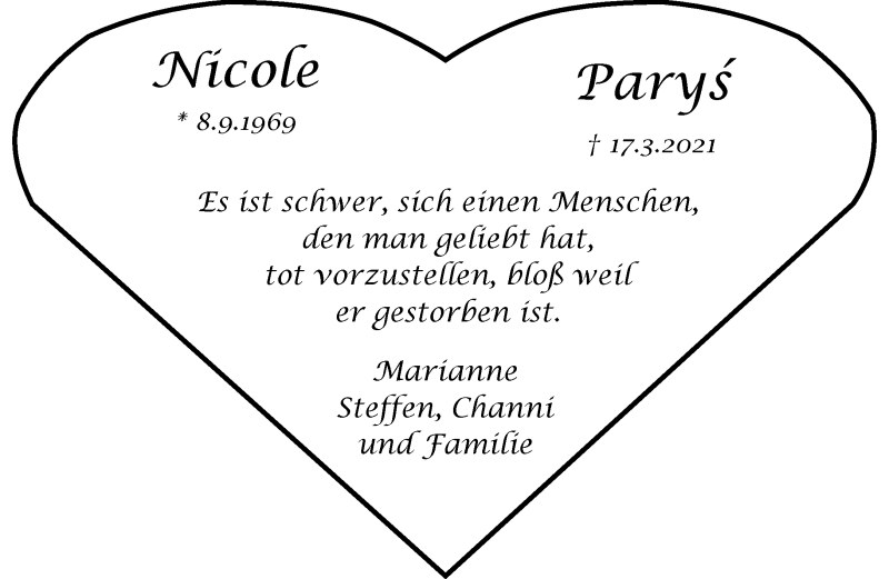  Traueranzeige für Nicole Parys vom 28.03.2021 aus trauer.extra-tipp-moenchengladbach.de