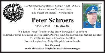 Traueranzeige von Peter Schroers von trauer.extra-tipp-moenchengladbach.de