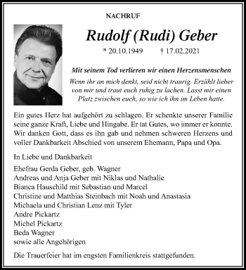 Traueranzeige von Rudolf Geber von trauer.mein.krefeld.de
