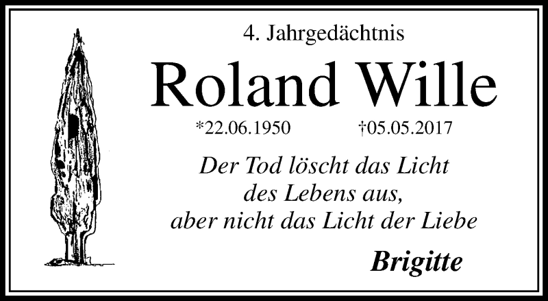  Traueranzeige für Roland Wille vom 09.05.2021 aus trauer.mein.krefeld.de