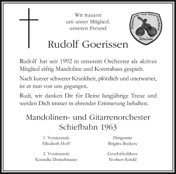 Traueranzeige von Rudolf Goerissen von trauer.extra-tipp-moenchengladbach.de