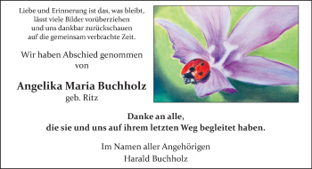 Traueranzeige von Angelika Maria Buchholz von trauer.extra-tipp-moenchengladbach.de