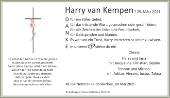 Traueranzeige von Harry van Kempen von trauer.extra-tipp-moenchengladbach.de