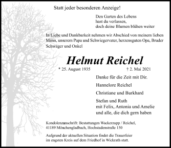 Traueranzeige von Helmut Reichel von trauer.extra-tipp-moenchengladbach.de