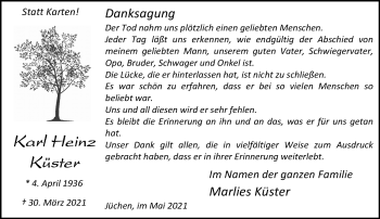 Traueranzeige von Karl Heinz Küster von trauer.stadt-kurier.de