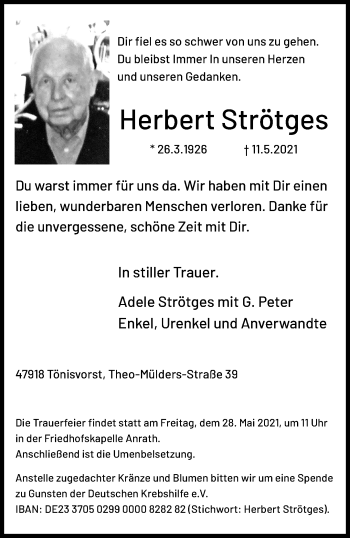 Traueranzeige von Herbert Strötges von trauer.extra-tipp-moenchengladbach.de