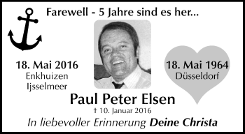 Traueranzeige von Paul Peter Elsen von trauer.extra-tipp-moenchengladbach.de