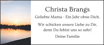 Traueranzeige von Christa Brangs von trauer.mein.krefeld.de