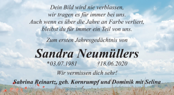 Traueranzeige von Sandra Neumüllers von trauer.extra-tipp-moenchengladbach.de