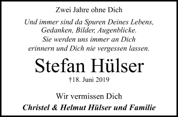 Traueranzeige von Stefan Hülser von trauer.extra-tipp-moenchengladbach.de