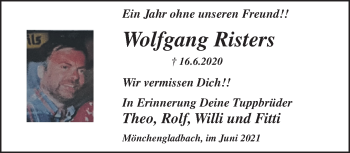 Traueranzeige von Wolfgang Risters von trauer.extra-tipp-moenchengladbach.de