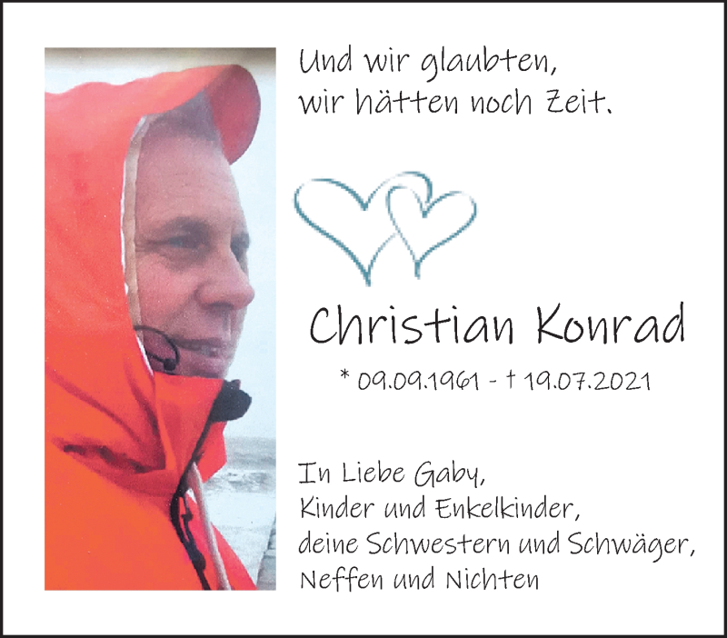  Traueranzeige für Christian Konrad vom 25.07.2021 aus trauer.extra-tipp-moenchengladbach.de