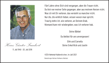 Traueranzeige von Heinz Günter Frankort von trauer.extra-tipp-moenchengladbach.de