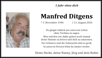 Traueranzeige von Manfred Ditgens von trauer.extra-tipp-moenchengladbach.de