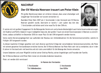 Traueranzeige von Peter Klein von trauer.extra-tipp-moenchengladbach.de