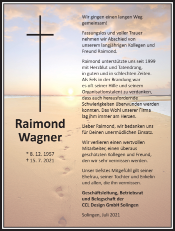 Traueranzeige von Raimond Wagner von trauer.wuppertaler-rundschau.de