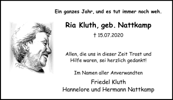 Traueranzeige von Ria Kluth von trauer.extra-tipp-moenchengladbach.de