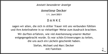 Traueranzeige von Anneliese Decker von trauer.extra-tipp-moenchengladbach.de