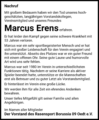 Traueranzeige von Marcus Erens von trauer.mein.krefeld.de