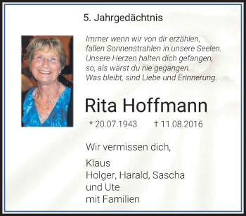 Traueranzeige von Rita Hoffmann von trauer.extra-tipp-moenchengladbach.de