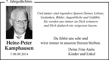 Traueranzeige von Heinz-Peter Kamphausen von trauer.extra-tipp-moenchengladbach.de