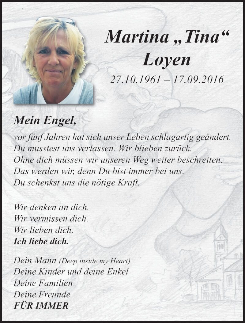  Traueranzeige für Martina Loyen vom 19.09.2021 aus trauer.extra-tipp-moenchengladbach.de