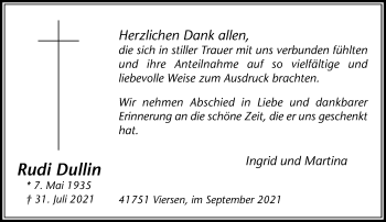 Traueranzeige von Rudi Dullin von trauer.extra-tipp-moenchengladbach.de