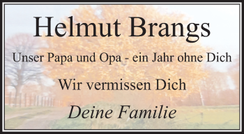 Traueranzeige von Helmut Brangs von trauer.mein.krefeld.de