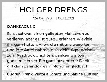 Traueranzeige von Holger Drengs von trauer.extra-tipp-moenchengladbach.de