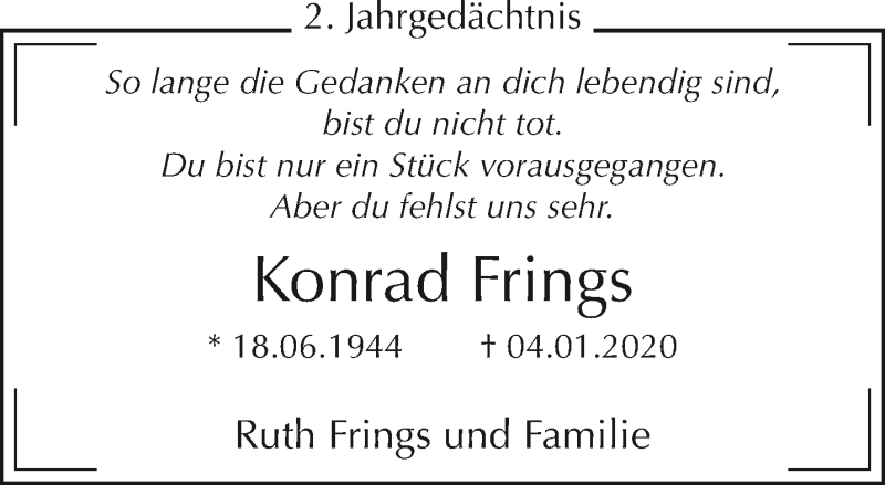  Traueranzeige für Konrad Frings vom 09.01.2022 aus trauer.extra-tipp-moenchengladbach.de